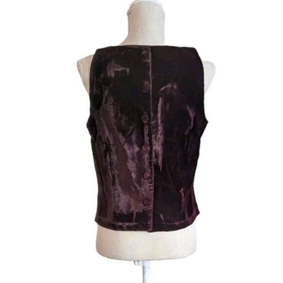 Womens Deep Burgundy Red Velvet Sleeveless Top - Picture 4 of 6